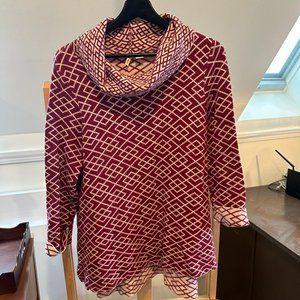 Anthropologie Moth Sweater Medium - Cranberry Geometric